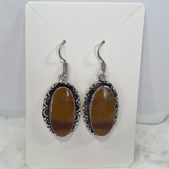 Mookaite Jasper 925 Gemstone Earring - Picture 1 of 3